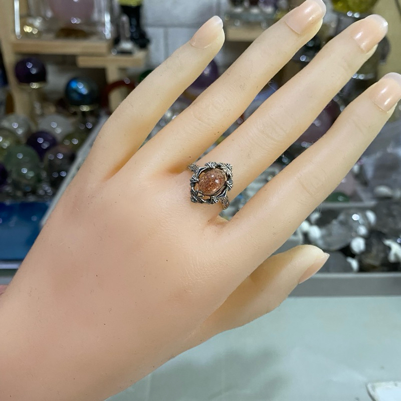 巴西超七金草莓克羅心風格925純銀鑲嵌戒指（活圍）