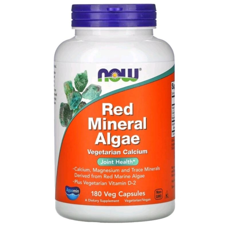 《 現貨》NOW 紅藻鈣，180 粒素食膠囊，Red Mineral Algae，Aquamin®，鈣，鎂，D2，素食鈣