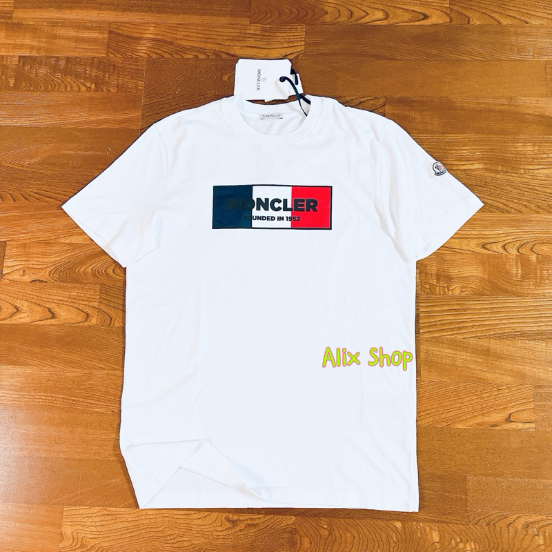 2023 Moncler 經典法國配色、紅白藍，白色字母印刷Logo、男、女可穿T恤、短袖。