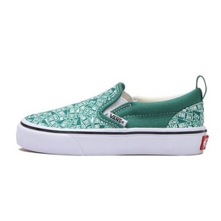 VANS V98CS D.LOGO SLIP ON LOGO 休閒 百搭 綠白 童鞋 634392-0002