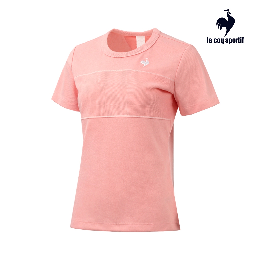 【LE COQ SPORTIF 法國公雞】休閒經典短袖T恤-女款-沙皮粉色-LWT22302