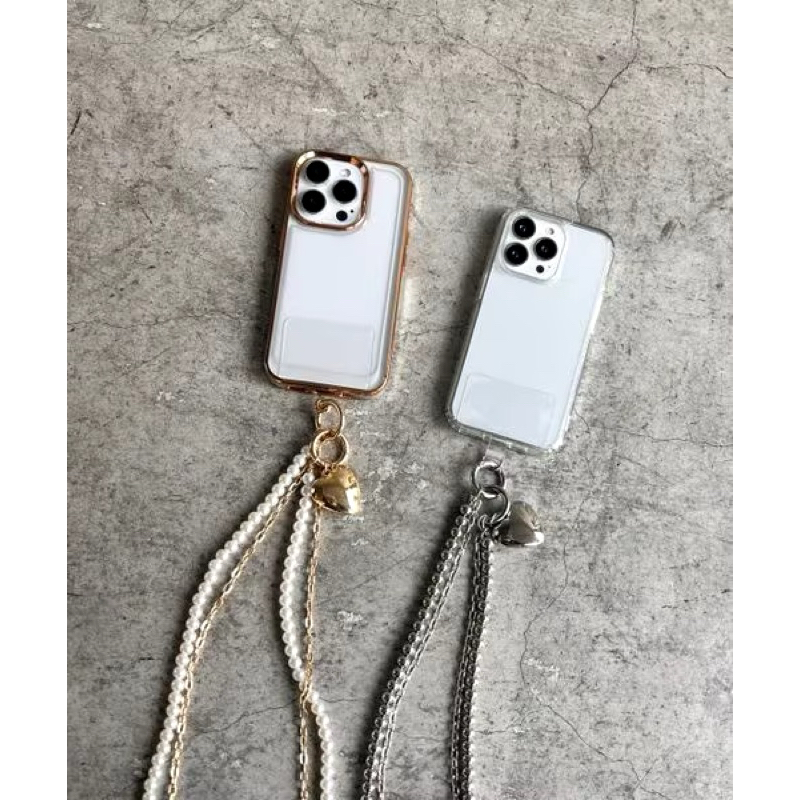 日本連線🇯🇵「預購」愛心珍珠雙層手機鍊 2way手機掛繩 可以拆開使用 鏈條手機繩 手機掛繩