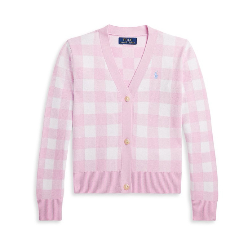 🐎Polo Ralph Lauren女青年2024新款 粉紅格子 開襟外套