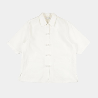 日本Product Twelve高密度平紋亞麻涼爽不粘皮膚光滑舒適優雅褶皺方領短袖襯衫