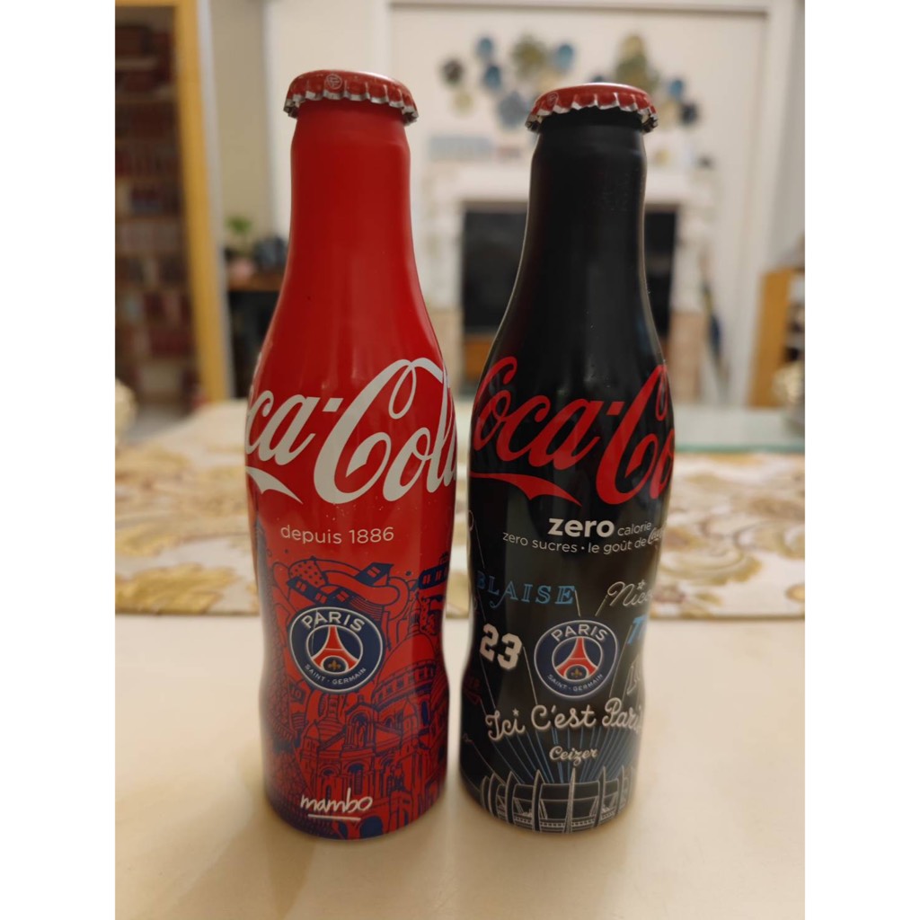 可口可樂法國2015大巴黎俱樂部超限量鋁瓶一套二瓶稀有珍藏