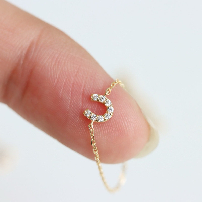 「Lite輕珠寶」 18K金真鑽馬蹄鍊戒鍊條戒指軟戒經典氣質