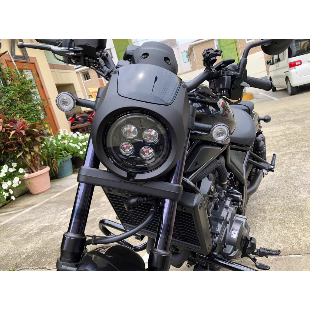 Rebel 1100T DCT頭燈整流罩 適用於 Honda 500S改裝黑色牛頭罩 rebel500S  rebel5