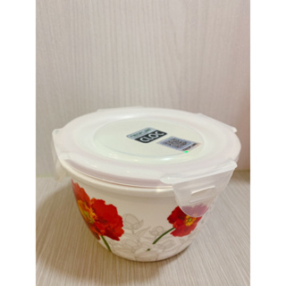 全新 NEOFLAM CLOC 圓形陶瓷保鮮盒550ml 紅花 CL-MG-055