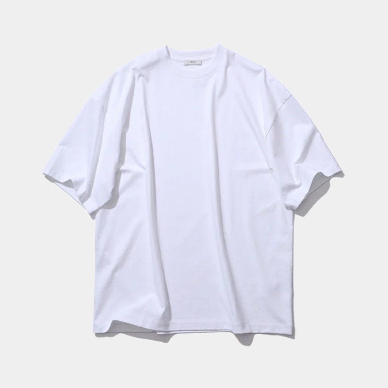 日本ATON Oversied寬鬆領口羅紋織落肩Supima微粗糙感空氣紡織乾爽短袖T-Shirt