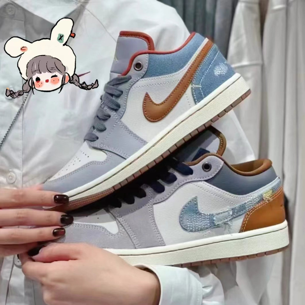 kerr's🦋正品Air Jordan 1 Low 情人節 西部牛仔 白藍 拼接 復古 男女鞋 FZ5042-041