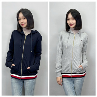 【New START 精品服飾-員林】Tommy Hilfiger 女款 經典色下擺滾邊 連帽外套 女版 棉外套