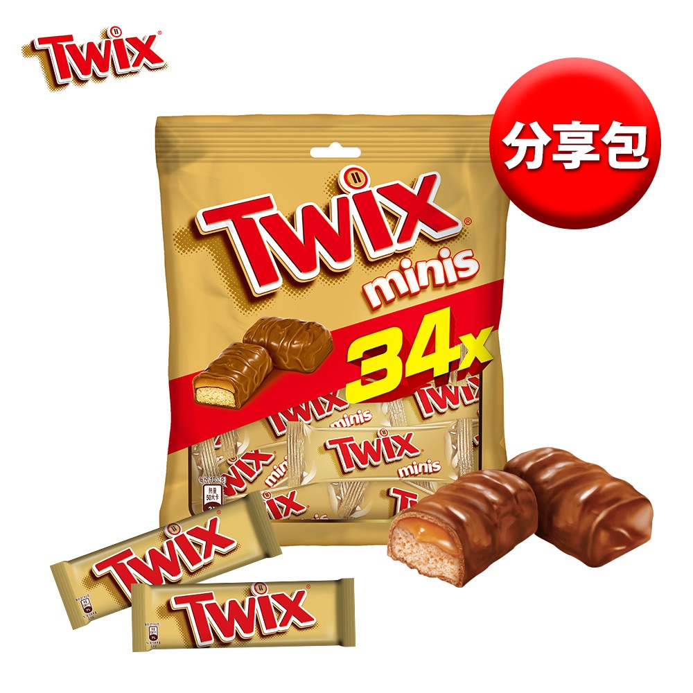 【TWIX特趣】迷你焦糖夾心巧克力9.2g x 2包組 (34入/包)