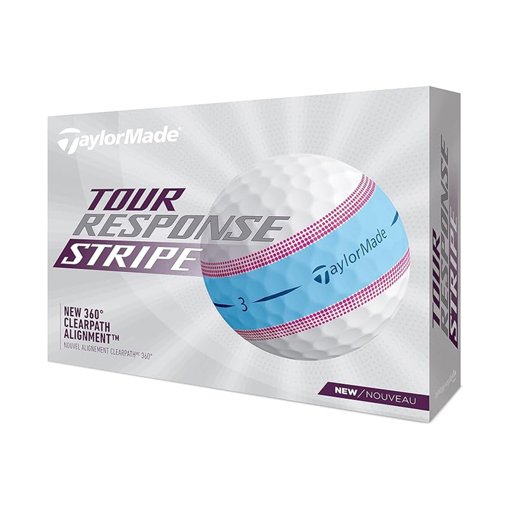 【TaylorMade】 Tour Response Stripe Golf Ball條紋高爾夫球｜三層球｜藍粉