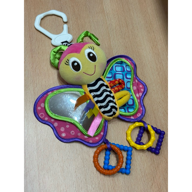 （二手玩具）Playgro 花蝴蝶掛飾玩具 嬰兒推車玩具 娃娃車掛件 寶寶床掛 汽座吊掛 響紙標籤多功能安撫玩具