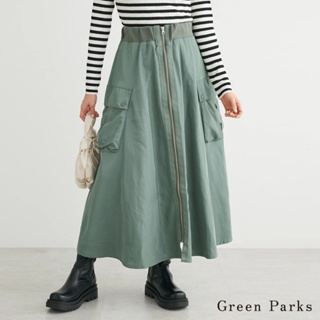 Green Parks 兩側口袋軍裝風拉鍊長裙(6P41L0L0100)