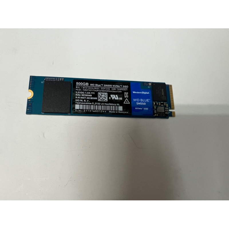 WD藍標SN550 500G SSD PCIE NVME固態硬碟（WD500G2B0C)二手良品 $1000