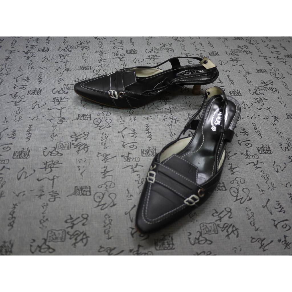 義大利製 TOD’S 高級真皮中跟涼鞋 USA 6.5 EUR 37 JPN 23.5 CM