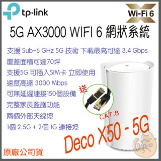 《 TP-LINK⭐1入組 》Deco X50-5G AX3000 Mesh WiFi 6 網狀 路由器