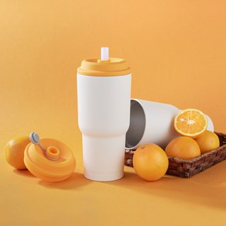 免運 臺灣製 YCCT速吸杯2代900ml(內膽陶瓷層) - 香橙黃 - 瞬收吸管飲料杯 環保杯 吸管杯 隨行杯 冰霸杯