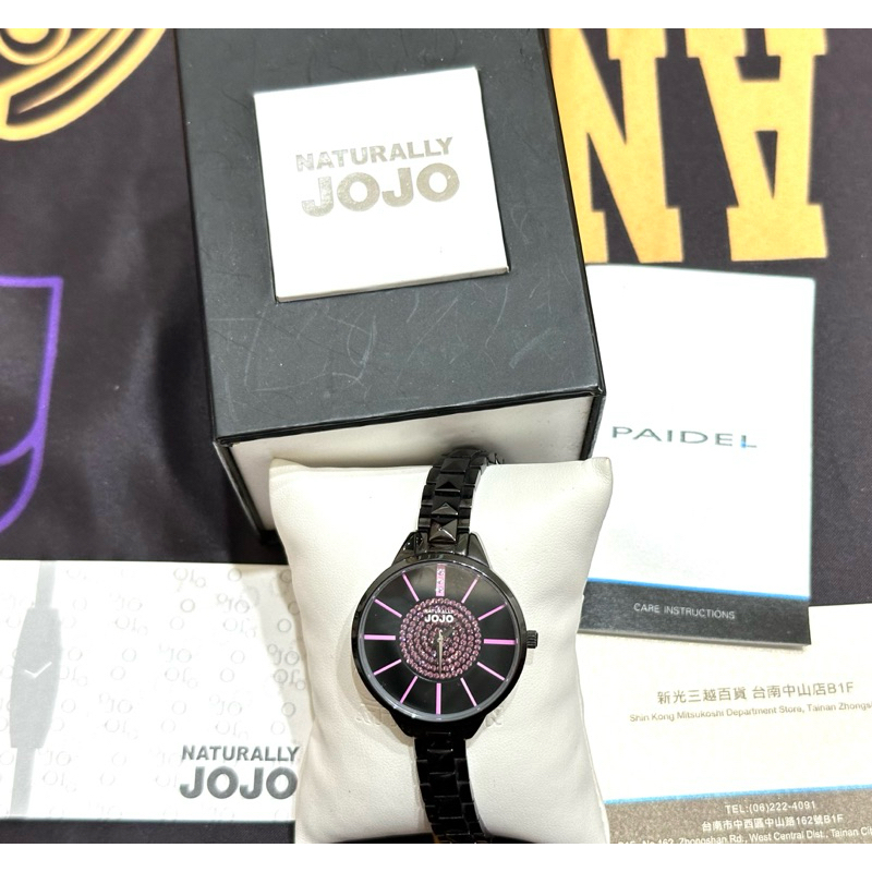 JOJO NATURALLY 個性放射亮錶 粉紫色綻放光芒晶鑽 時尚女性細錶陶瓷錶