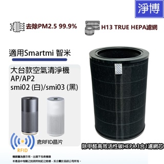 適用米家Smartmi智米大台款AP AP2空氣清淨機smi02/smi03除臭除甲醛活性碳HEPA濾網濾芯含RFID