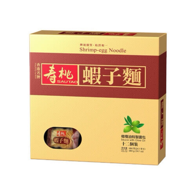 現貨在台【壽桃牌】蝦子麵禮盒 (撈) (12個裝)  ~ 港式滋味