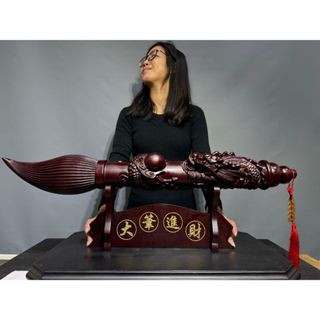 阿一藝品 大支 高檔黑檀木【龍戲珠文昌筆】3款尺寸 禮盒組 粗支霸氣大筆 大筆進財 金榜題名 招財擺飾 新居贈禮