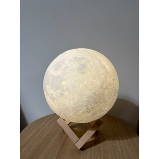 木頭支架 觸控可變色月球燈 15CM創意小夜燈 裝飾燈