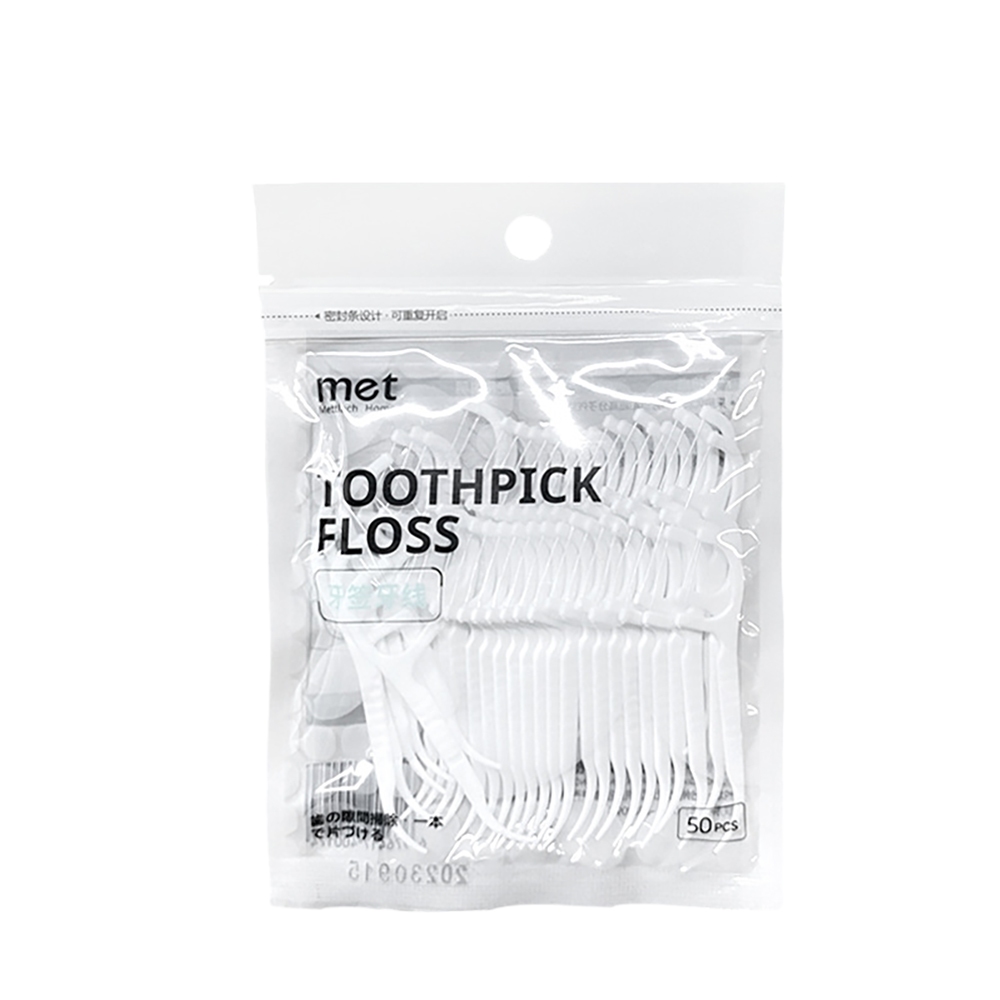 細滑牙線棒 7.5*1.7cm 50支 袋裝 白色 便攜型牙籤盒可用 細滑牙線棒 牙線 牙籤 牙線棒