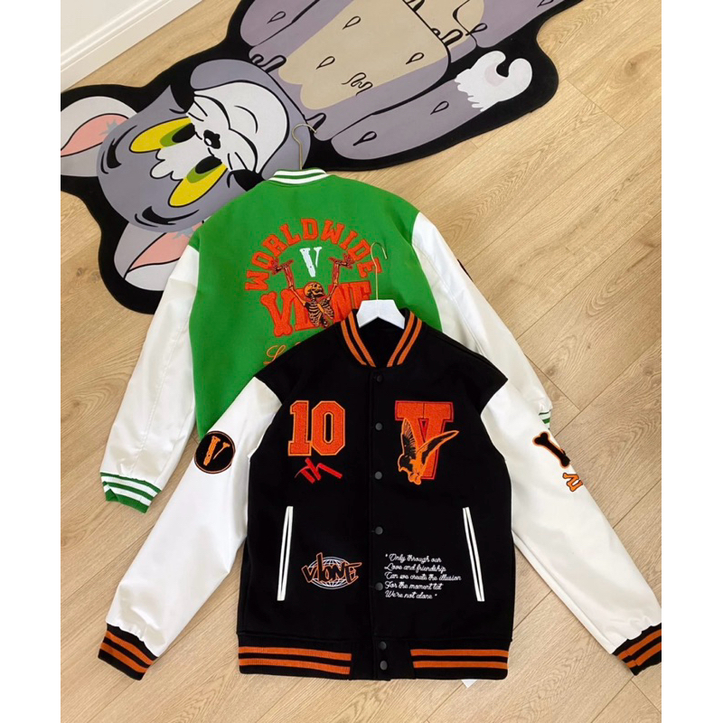 【TONES. 】VLONE High Street🔥皮袖大V棒球外套