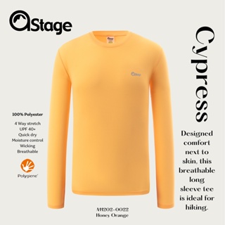 【AStage】Cypress T-Shirt 透氣快乾長袖排汗衣 男 蜂蜜橘(A11202-0022)｜銀離子運動上衣