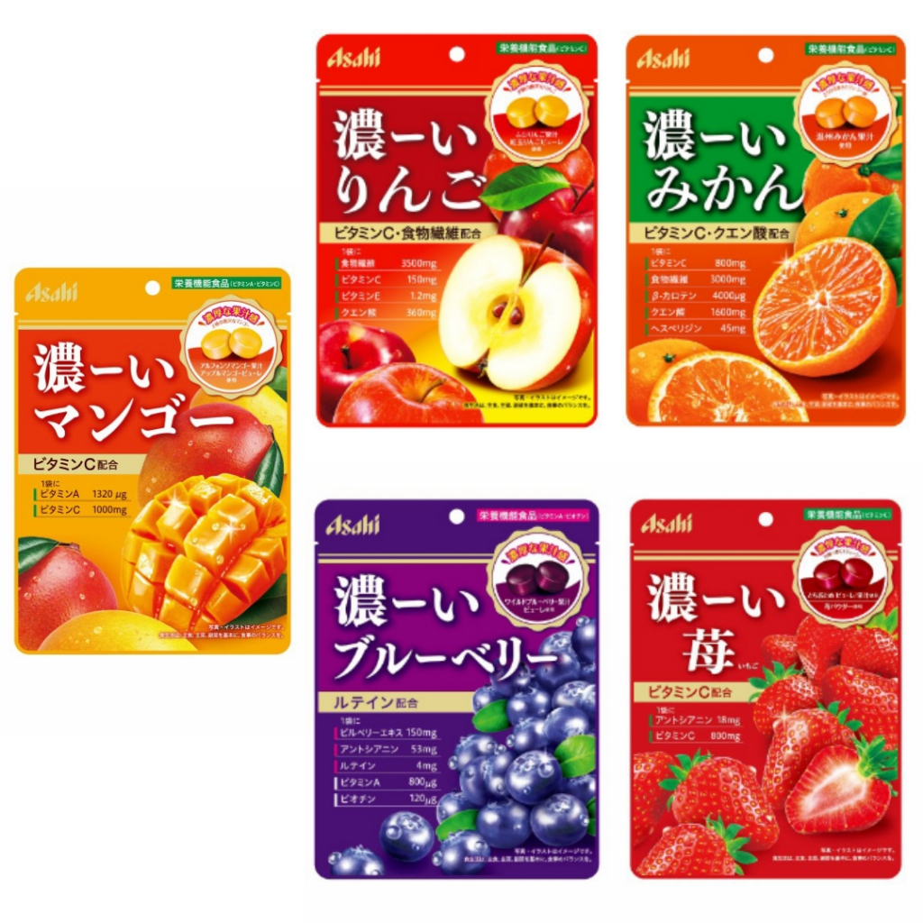 +爆買日本+ Asahi 朝日 濃厚芒果/蜜柑/蘋果/草莓/藍莓風味糖 硬糖 水果糖 果汁 婚禮糖果 喜糖 日本進口