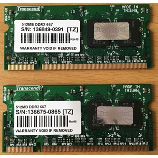 二手 創見 Transcend RAM DDR2 512MB*2 1G 雙面顆粒 終身保固 筆記型電腦記憶體 筆電記憶體