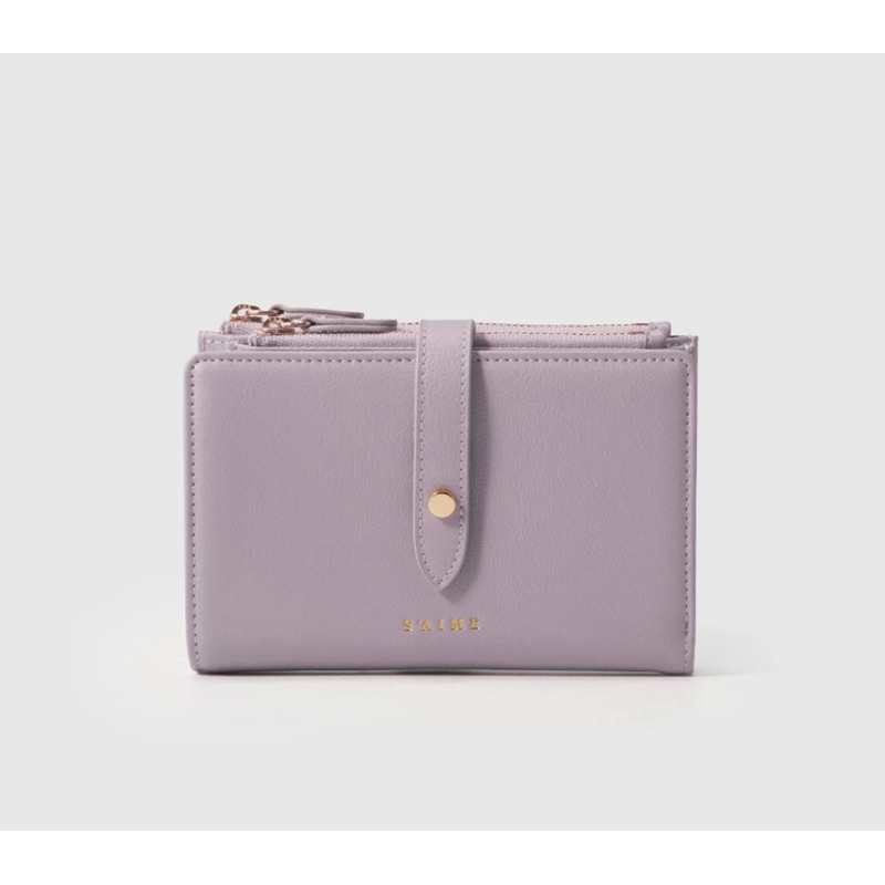 二手包包-S'AIME 真皮雙釦拉鍊中夾（紫） $1580