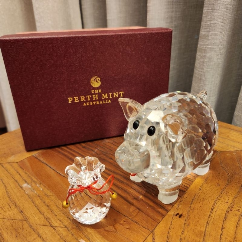 (全新) The Perth Mint 珀斯鑄幣廠 AUSTRALIA 水晶 裝飾品 豬 生肖 虎年 招財 禮物