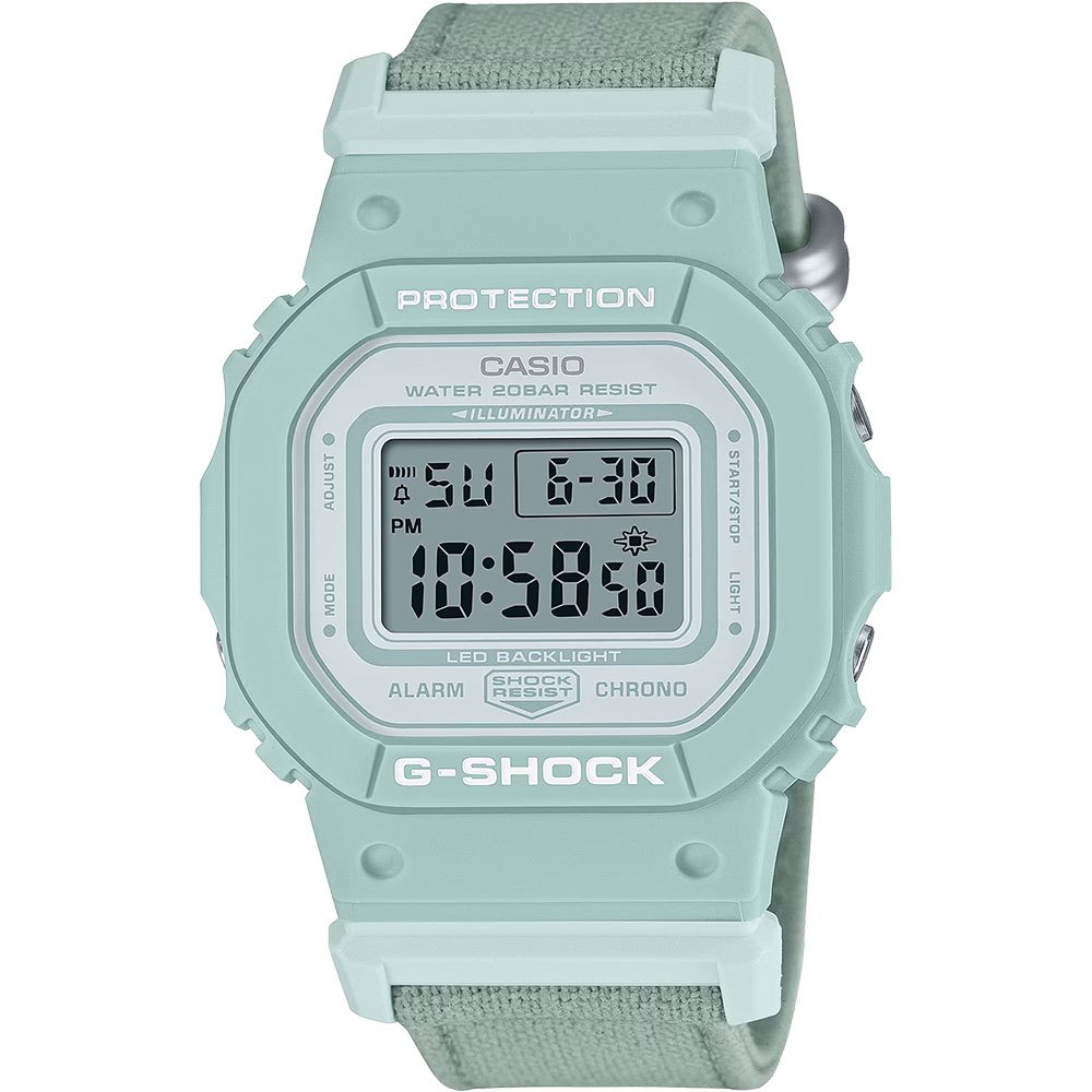 CASIO 卡西歐 G-SHOCK 自然系列 湖水藍 布質錶帶方型女錶 GMD-S5600CT-3