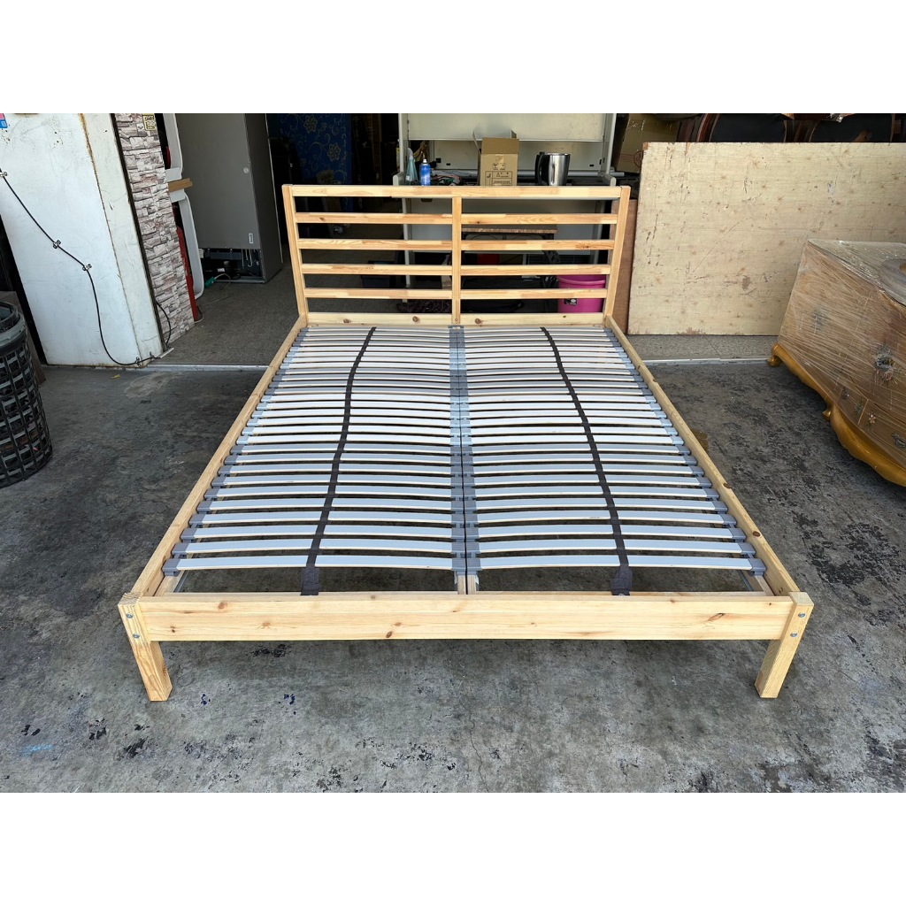 香榭二手家具*IKEA TARVA 松木實木雙人5尺 床框附床頭板-床組-床頭片-床架-雙人床-床箱-床底-排骨床-床板