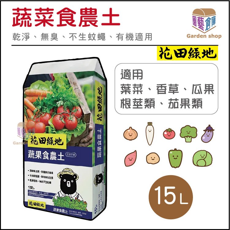 花田綠地 蔬菜食農土 15L 園藝土壤 種菜土 蔬果專用 園藝土 泥炭土 土壤《園藝倉庫》