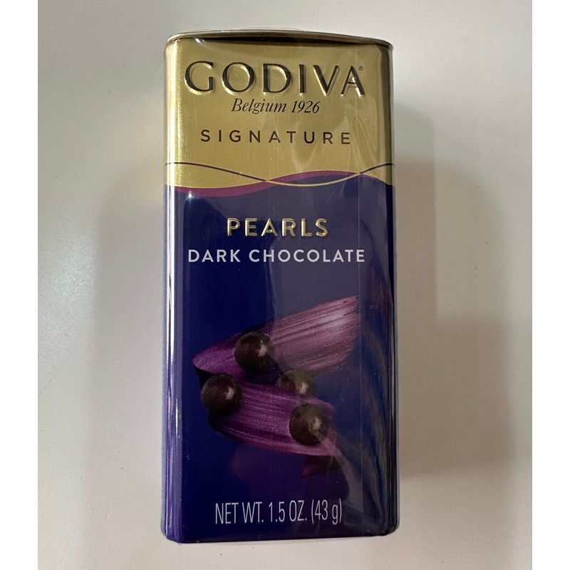(現貨 costco購) GODIVA 黑巧克力豆豆 43公克/盒 鐵盒裝 有塑封膜 (效期2025/02/02)