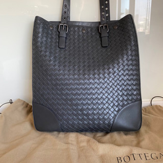 BOTTEGA VENETA BV 經典手工編織皮革手提肩背直式包 購物包 公事包 肩揹包(深綠)