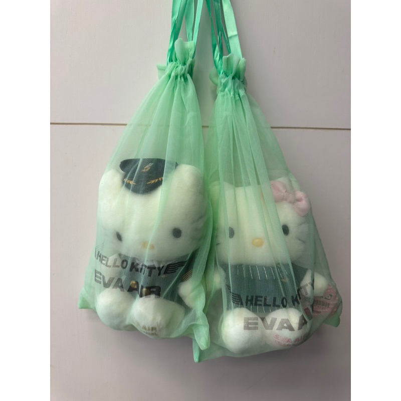 Hello kitty 一對玩偶 絨毛娃娃 Eva長榮專機