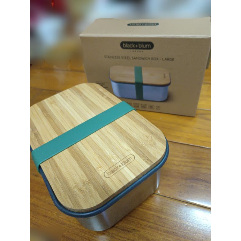 家樂福 black+blum 可微波 不鏽鋼 竹蓋輕食 餐盒 便當盒 1.25公升