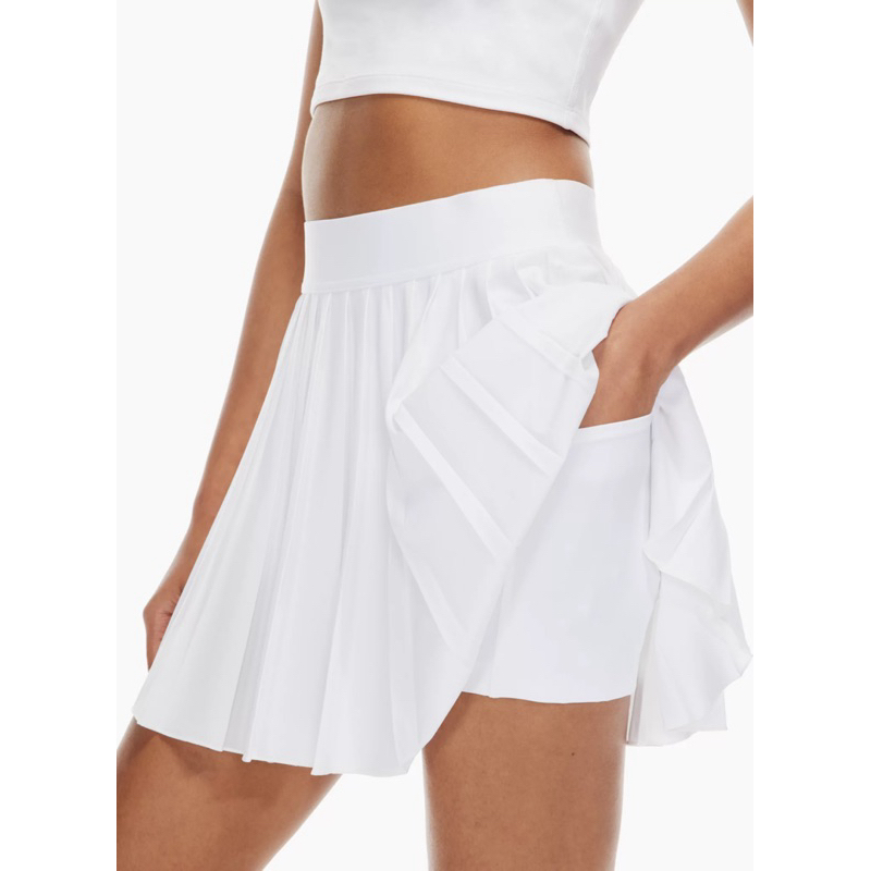 （二手）運動百褶裙 網球裙 帶口袋運動褲裙 白
