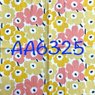波弟彩繪拼貼/木器彩繪/蝶古巴特餐巾紙/AA6325/北歐Marimekko黃色拼接粉紅色花