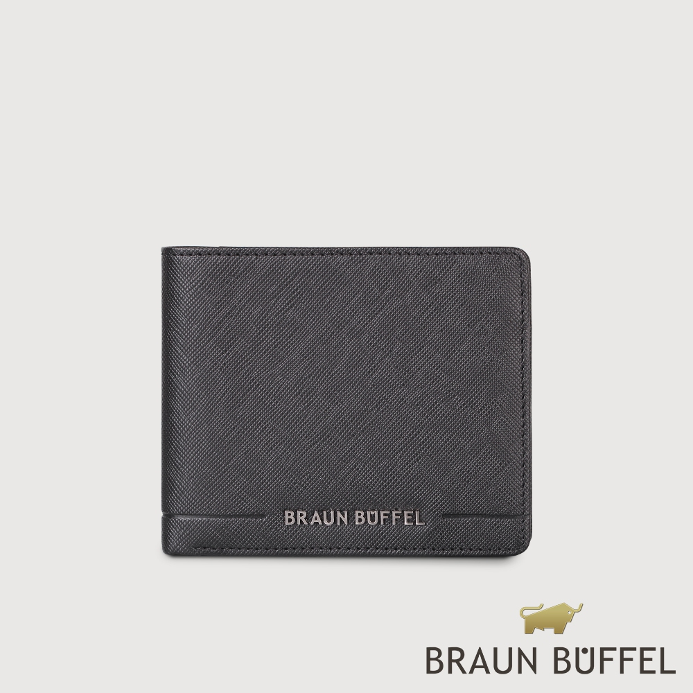 【BRAUN BUFFEL 德國小金牛】台灣總代理 格瑞克D 8卡男夾-黑色/BF513-313-BK