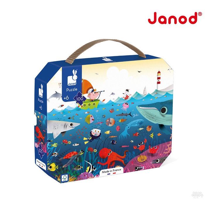 【法國Janod】厚片拼圖-海底世界 100pcs (法國製造)
