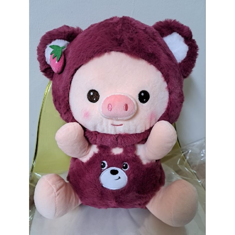 【芋圓的雜貨店】可愛草莓豬 變身草莓熊娃娃 玩偶 約35公分 夾娃娃機戰利品