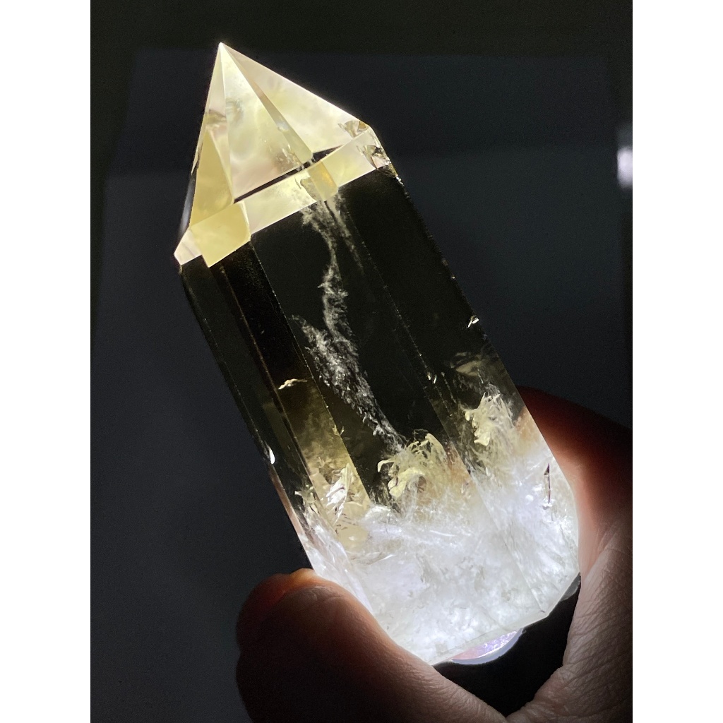 純天然 黃水晶柱 黃水晶 高清透料 天然無燒 附專屬底座