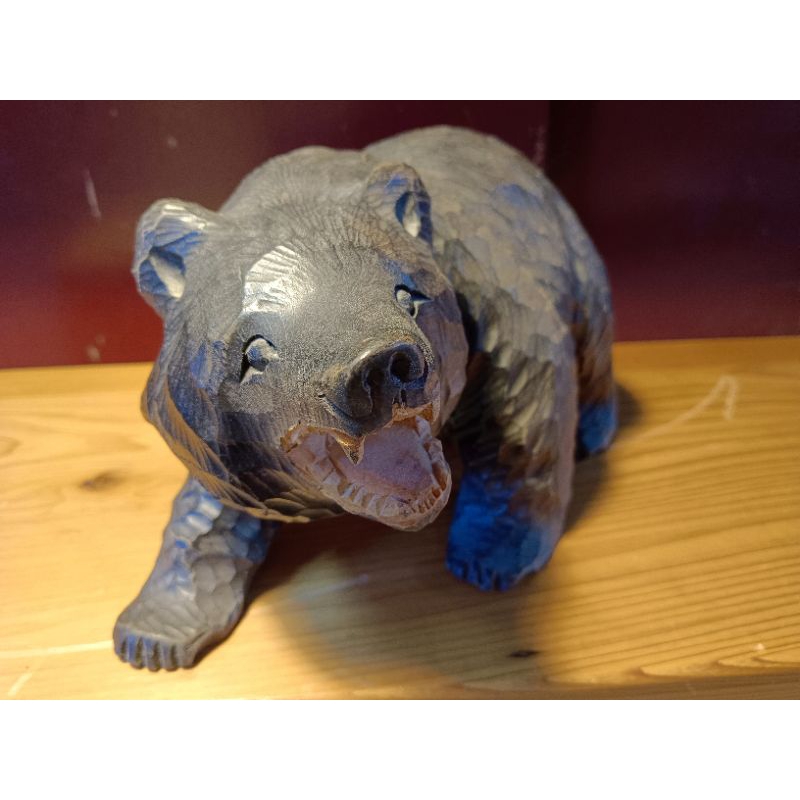 日本北海道木雕熊，手工雕刻，實木製