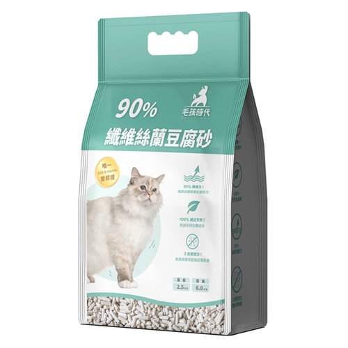 【寵物王國】毛孩時代-90%纖維絲蘭豆腐砂 6L 單包 / x2包組